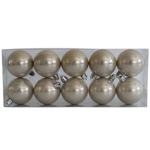 Krémszínű karácsonyi gömbök 5cm 10db