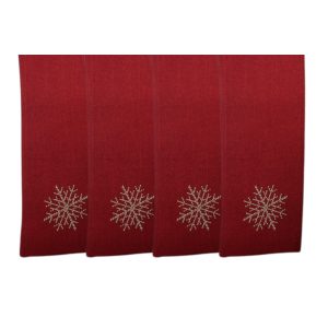 Piros karácsonyi szalvéta hópelyhekkel 4db 40cm