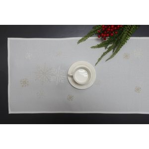 Fehér karácsonyi sál hópelyhekkel 140cm