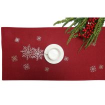 Piros karácsonyi stóla hópelyhekkel 140cm