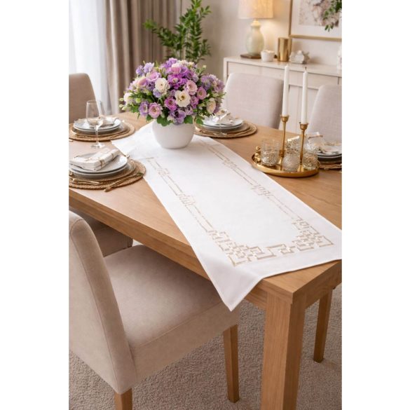 Fehér és ezüst luxus stóla 140cm