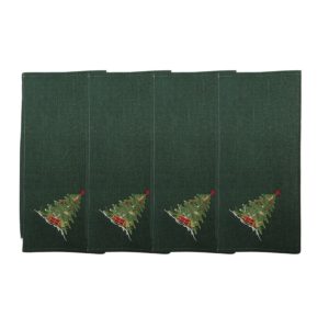 Zöld karácsonyi szalvéták fával 4db 40cm