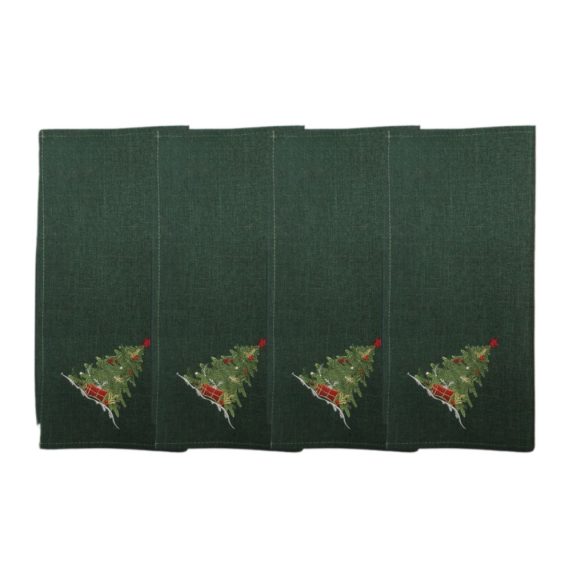Zöld karácsonyi szalvéták fával 4db 40cm