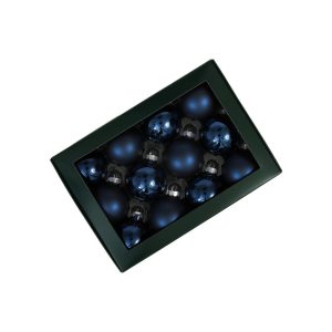 Kék üveg karácsonyi gömbök 5cm 12db