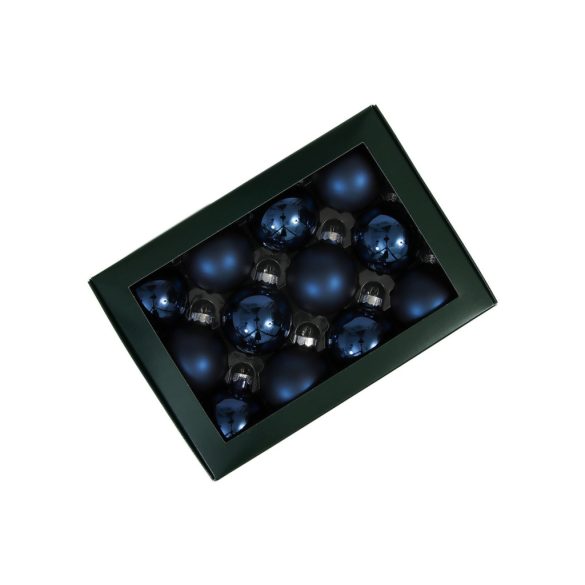 Kék üveg karácsonyi gömbök 5cm 12db