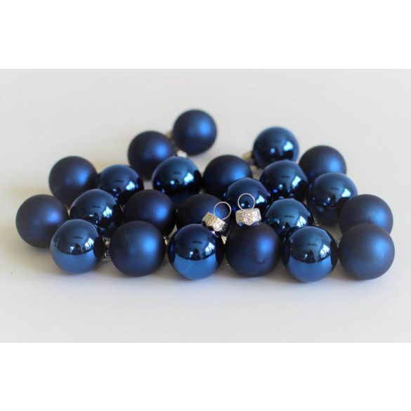 Kék üveg karácsonyi gömbök 5cm 12db