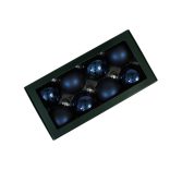 Kék üveg karácsonyi gömbök 8cm 8db