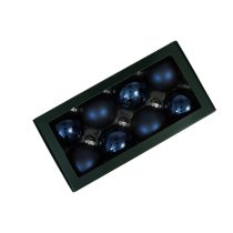 Kék üveg karácsonyi gömbök 8cm 8db