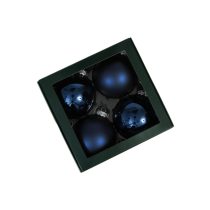 Kék üveg karácsonyi gömbök 10cm 4db