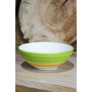 Zöld-narancs kerámia tál 13cm