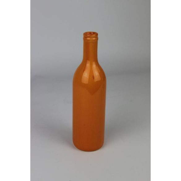 Narancssárga borosüveg alakú kerámia váza 21cm