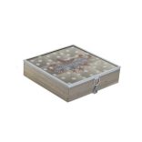 Teafilter tároló doboz,24 x 24 x 7cm,pöttyös,rák mintával