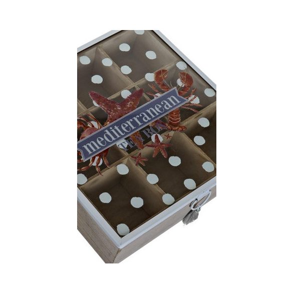 Teafilter tároló doboz,24 x 24 x 7cm,pöttyös,rák mintával