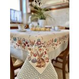 Húsvéti nyuszis,kék szélű terítő, 137 cm x 180 cm