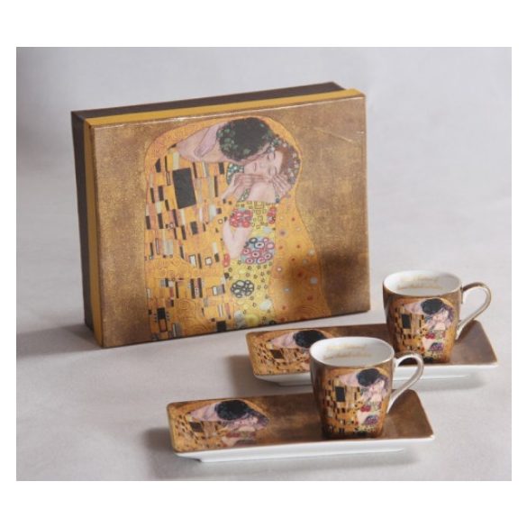 P.P.W6A63-11529 Porceláncsésze oldaltálcával 50ml, 2 személyes, Klimt:The Kiss