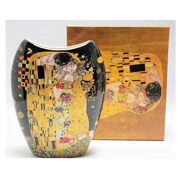 P.P.W8KL315-22345 Porcelánváza íves, 6,5x15x19cm,  Klimt:The Kiss