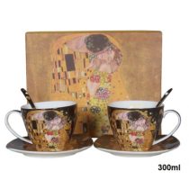   P.P.W8KL360-22406 Porceláncsésze+alj kanállal, 2 személyes, 300ml, Klimt:The Kiss