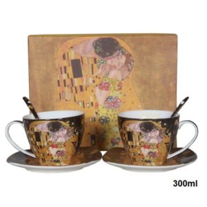 P.P.W8KL360-22406 Porceláncsésze+alj kanállal, 2 személyes, 300ml, Klimt:The Kiss