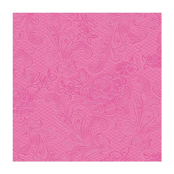 PPD.B007303 Lace Embossed pink dombornyomott papírszalvéta 25x25cm,15db-os