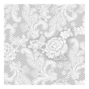 PPD.C007655 Lace Royal silver white dombornyomott papírszalvéta 33x33cm,15db-os