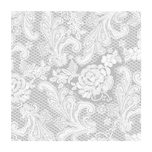 PPD.C007655 Lace Royal silver white dombornyomott papírszalvéta 33x33cm,15db-os