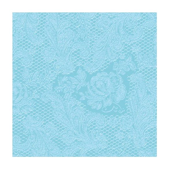 PPD.C1332057 Lace embossed aqua dombornyomott papírszalvéta 33x33cm,15db-os