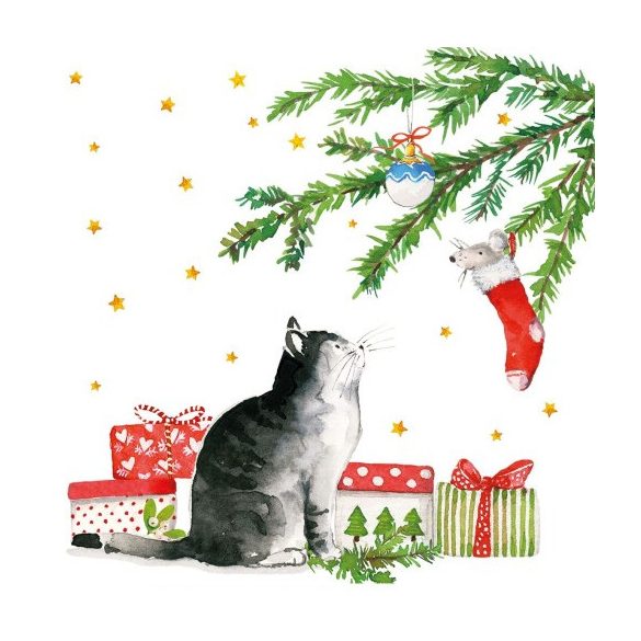 PPD.C3333866 Christmas Cat papírszalvéta 33x33cm, 20db-os
