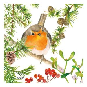 PPD.C3334152 Robin in Tree papírszalvéta 33x33cm, 20 db-os