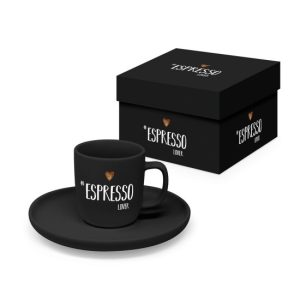 PPD.604614 Porcelán eszpresszócsésze+alj 0,1L, 1 személyes dobozban,Espresso Lover black