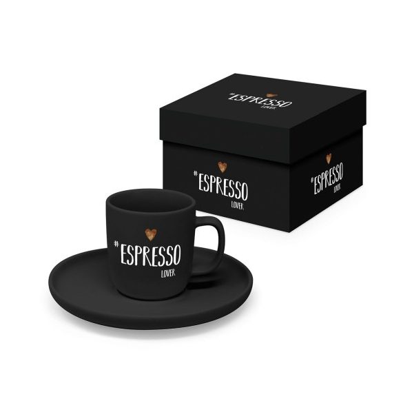 PPD.604614 Porcelán eszpresszócsésze+alj 0,1L, 1 személyes dobozban,Espresso Lover black