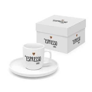 PPD.604615 Porcelán eszpresszócsésze+alj 0,1L, 1 személyes dobozban,Espresso Lover