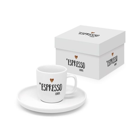 PPD.604615 Porcelán eszpresszócsésze+alj 0,1L, 1 személyes dobozban,Espresso Lover