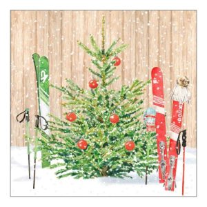 PPD.C333001339 Christmas Skiing papírszalvéta 33x33cm, 20 db-os