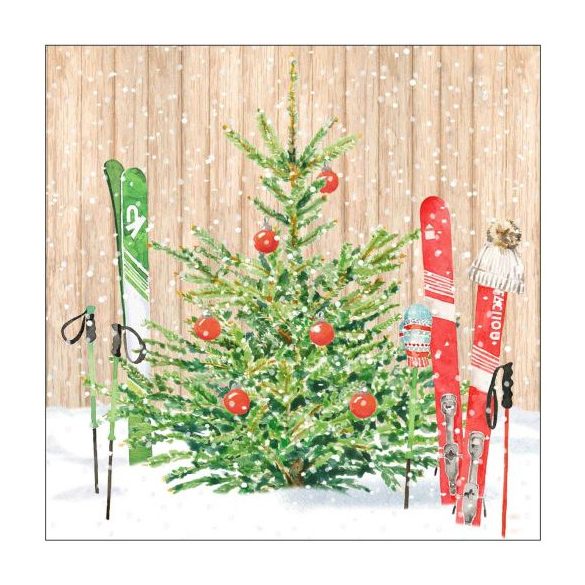 PPD.C333001339 Christmas Skiing papírszalvéta 33x33cm, 20 db-os