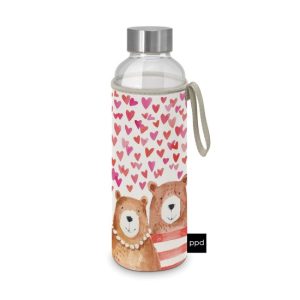 PPD.604791 Üvegflaska borosilicate üveg, neoprén védőhuzattal, 550ml, Love Bears