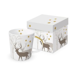 PPD.360302824 Porcelánbögre 0,4l, dobozban, Winter Deers white