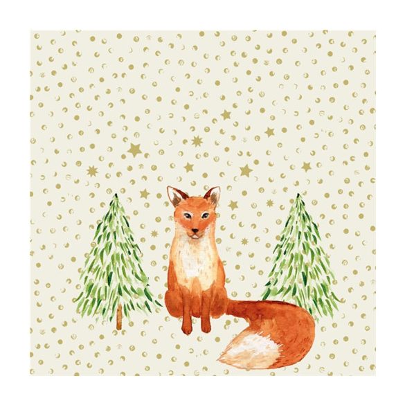 PPD.C333002839 Snowflakes & Fox papírszalvéta 33x33cm, 20db-os