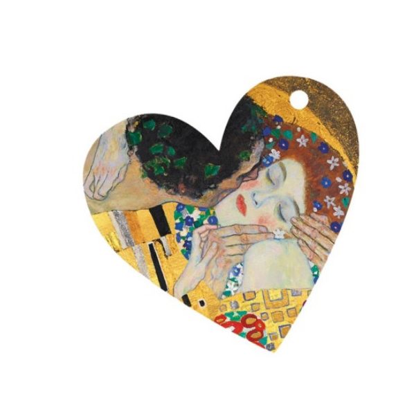 FRI.11483 Ajándékkísérő kártya, papír,10db-os,szív,Klimt:The Kiss