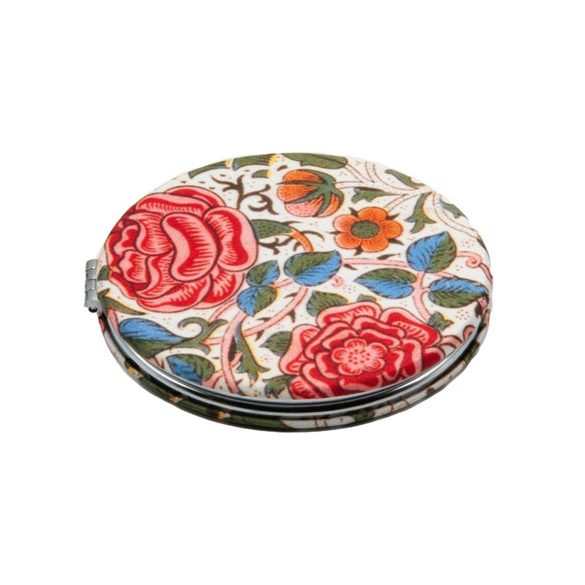FRI.12257 Textilbevonatú zsebtükör 7cm, nagyítós tükörrel, William Morris:Roses