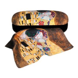 FRI.12521 Szemüvegtok textilbevonatú,törlőkendővel,16x4x6,5cm,Klimt:The Kiss