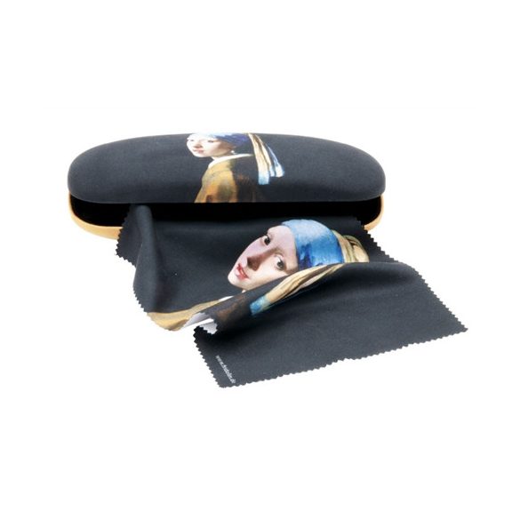 FRI.12579 Szemüvegtok textilbevonatú,törlőkendővel,16x4x6,5cm, Vermer:Lány gyöngy fülbevalóval