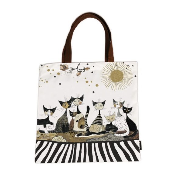 FRI.12722 Textil bevásárló táska 38x40cm, polyester, Rosina Wachtmeister:Cats Sepia 