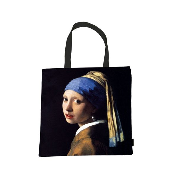FRI.12743 Textil bevásárlótáska 38x40cm, polyester, Vermeer: Lány gyöngy fülbevalóval