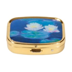 FRI.18256 Gyógyszeres fémdoboz 2 fakkos, 5,1x1,8x3,6cm Monet:Seerosen