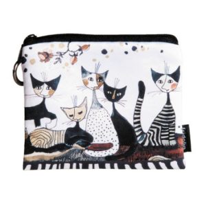 FRI.19284 Mini pénztárca, polyester,12x1,5x10cm,Rosina Wachtmeister:Cats Sepia