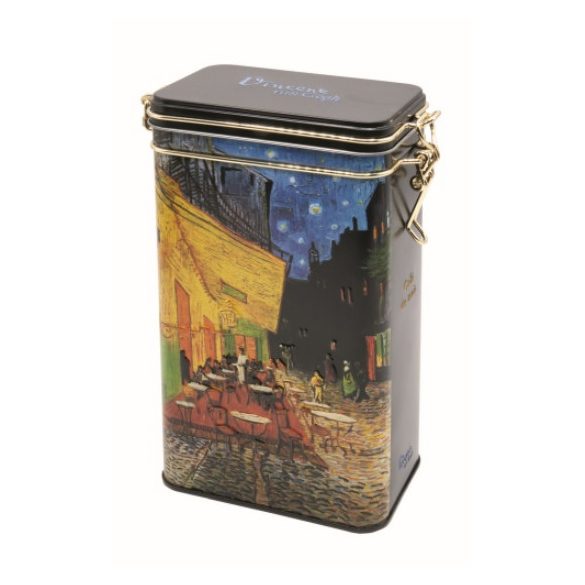 FRI.19403 Csatos fémdoboz, dombornyomott,11x18x7,4cm,Van Gogh:Kávéház éjjel
