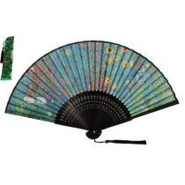   FRI.10134 Legyező 37x21x3cm, műanyag/polyester, Klimt: Kert napraforgókkal