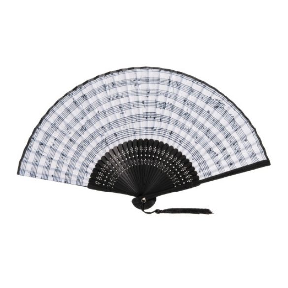 FRI.10151 Legyező 37x21x3cm, műanyag/polyester, hangjegyes