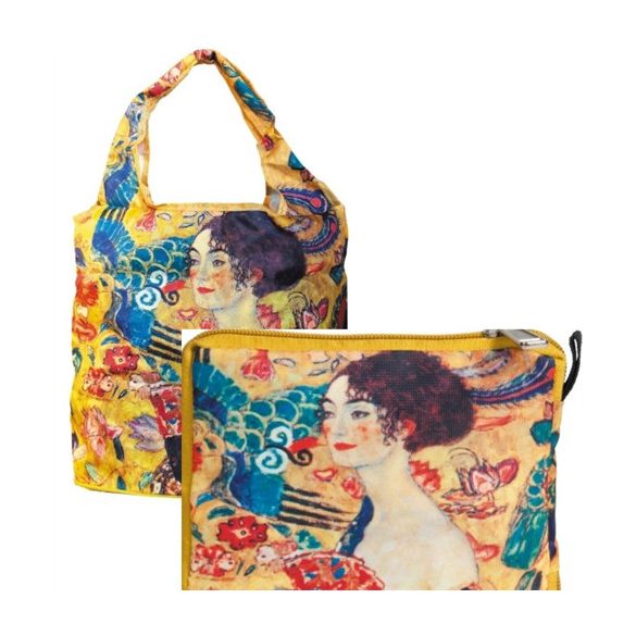 FRI.40517 Táska a táskában, polyester,Klimt:Lady with Fan,42x48cm,összehajtva 16x13cm