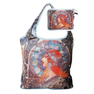 FRI.40521 Táska a táskában,polyester,Mucha:Zodiak,42x48cm,összehajtva:16x13cm